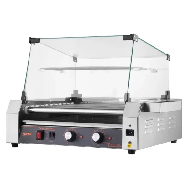 Elektrický gril na hotdog, valčekový gril, gril na klobásy, ohrievač žemlí, 2200 W - Image 2