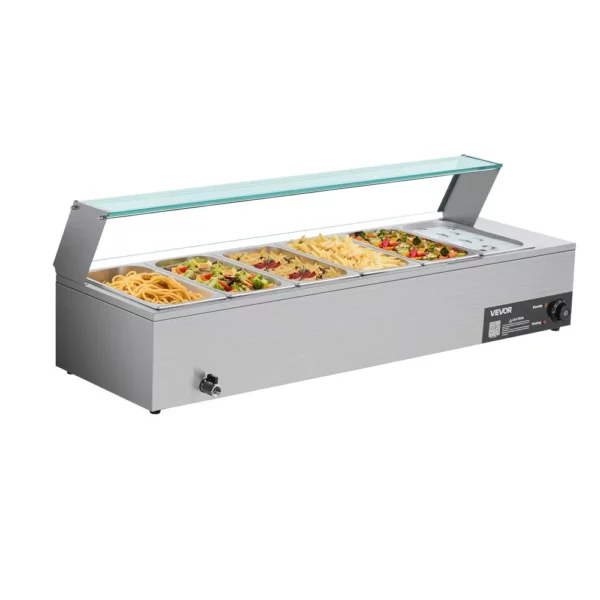 Vodný kúpeľ pre 6 nádob s rozmermi 1/3 -  1,5 kW, sklenený kryt - Image 3