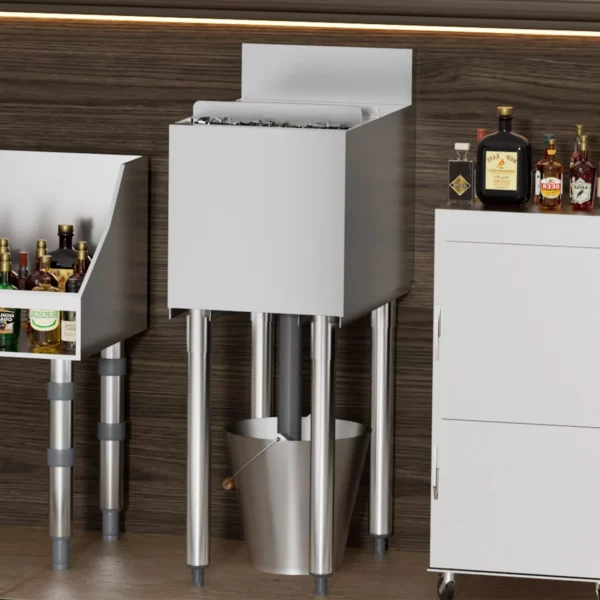 Nádoba na ľad 28 l  pod kuchynskú linku (305 x 483 x 937 mm), nerezová oceľ, s posuvným vekom a nastaviteľnými guľovými nožičkami, strieborný – Obrázok 4