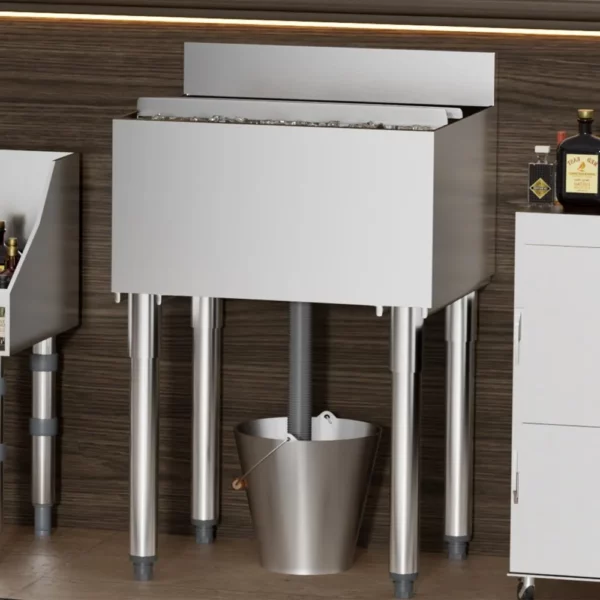 Nádoba na ľad, 61 l pod kuchynskú linku (610 x 482 x 937 mm) z nehrdzavejúcej ocele s posuvným vekom a nastaviteľnými guľovými nožičkami, chladiaci vozík do baru, reštaurácie, kuchyne, strieborný – Obrázok 5