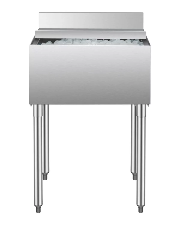 Nádoba na ľad, 61 l pod kuchynskú linku (610 x 482 x 937 mm) z nehrdzavejúcej ocele s posuvným vekom a nastaviteľnými guľovými nožičkami, chladiaci vozík do baru, reštaurácie, kuchyne, strieborný – Obrázok 3