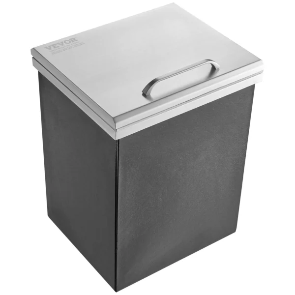 Nádoba na ľad, Vkladací chladič ľadu, 28,52 l z nehrdzavejúcej ocele, 355 x 305 x 461 mm Komerčná nádoba na ľad s výklopným vekom, vstavaná nádoba na ľad, odtoková rúra a odtoková zátka sú súčasťou balenia – Obrázok 3