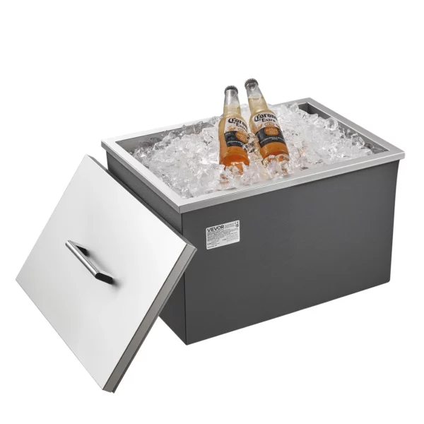 Nádoba na ľad,  (508 x 355 x 342 mm) z nehrdzavejúcej ocele, 30 l komerčné vkladacie chladiace boxy s vekom na vonkajšie použitie, vrátane sady odtokových rúrok, na studené víno a pivo – Obrázok 8