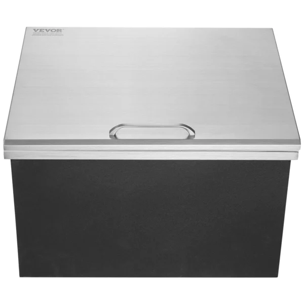Nádoba na ľad  82,6 l nerezový chladič ľadu, 710 x 406 x 437 mm komerčná nádoba na ľad s výklopným vekom, vstavaná nádoba na ľad, odtoková rúra a odtoková zátka sú súčasťou balenia – Obrázok 2