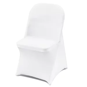 Poťahy na stoličky z elastického spandexu pre skladacie stoličky, univerzálne padnúce, krátky predný poťah, odnímateľné a prateľné ochranné poťahy, na svadbu, sviatok, párty, oslavu, (50 kusov, biele)