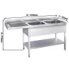 Umývací stôl s nerezovým dvojdrezom - 1600x700mm, 2 umývadlá vpravo