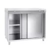 Nerezová pracovná skriňa PREMIUM – 1200×800 mm, s posuvnými dverami, bez podstavca, s reznou doskou - Image 3