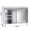 Nerezová pracovná skriňa PREMIUM – 1200×800 mm, s posuvnými dverami, bez podstavca, s reznou doskou