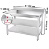 Nerezový pracovný pult premium – 1200x600mm, so základnou, podstavcom a medzipoličkou