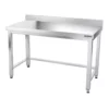Premium nerezový pracovný stôl – 1,4m, spodná doska, obkladový panel, výztuhy - Image 7