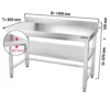 Premium nerezový pracovný stôl – 1,4m, spodná doska, obkladový panel, výztuhy - Image 14