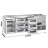 Pivný pult PREMIUM – 2500x700 mm – 1 sklenené dvierka, 6 zásuviek