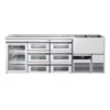 Pivný pult PREMIUM – 2500x700 mm – 1 sklenené dvierka, 6 zásuviek - Image 3
