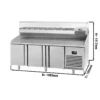 Chladiaci stôl na pizzu PREMIUM PLUS – 1980x700mm, 3 dvierka, chladiaca vitrína, 9x GN 1/4