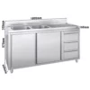 Skrinka pod umývadlo – 1800x600mm, trojzásuvková, 2 ľavé umývadlá