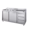 Skrinka pod umývadlo – 1800x600mm, trojzásuvková, 2 ľavé umývadlá - Image 2