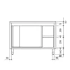 Nerezová pracovná skriňa PREMIUM – 1000×800 mm, s posuvnými dverami, bez podstavca - Image 2