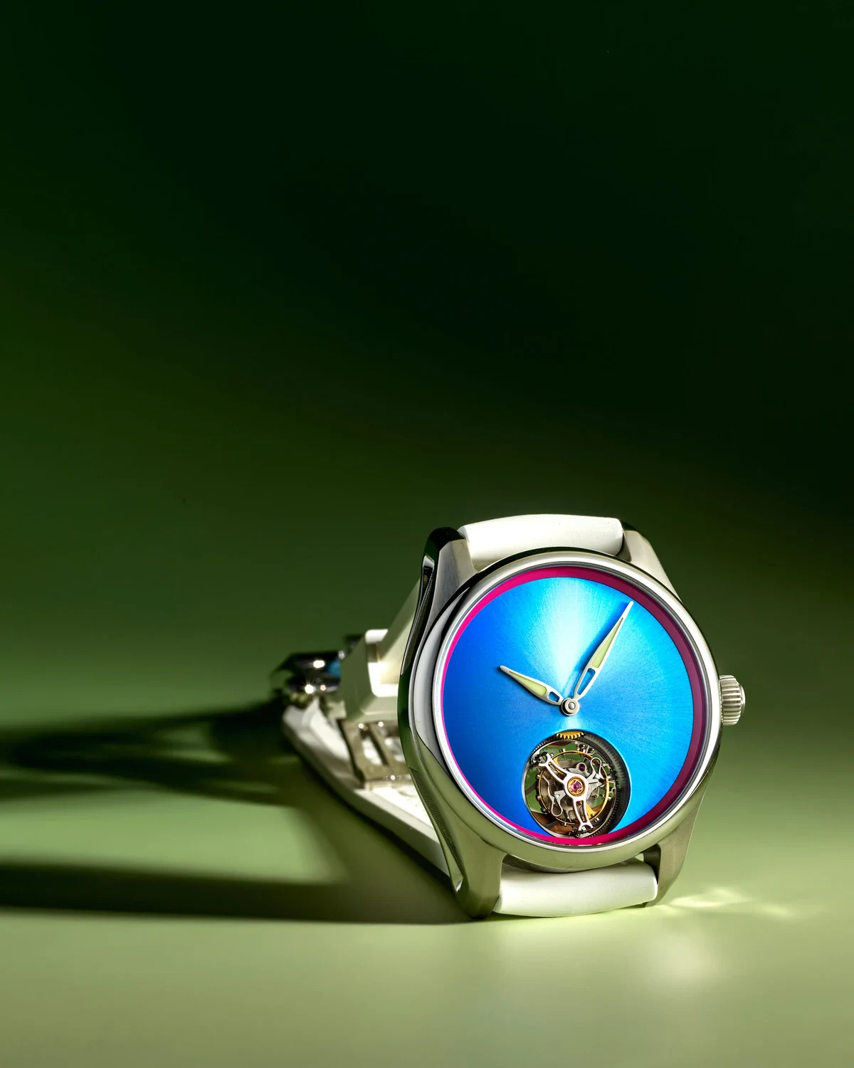 Lot 136, the H. Moser & Cie. Pioneer Tourbillon â€œMiamiâ€ Ref. 3805-1202, number 1 of 28 / Photo Credit: Bonhams