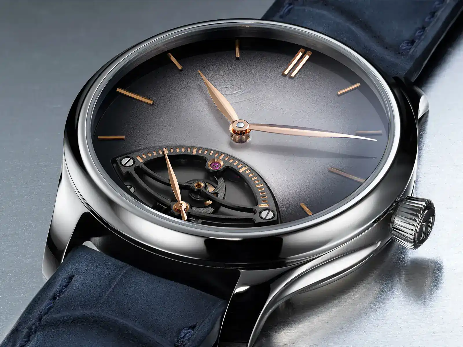 H. Moser Endeavour Retrograde Seconds watch Ref. 1252-1200 with Blackor fumé dial and retrograde seconds rack