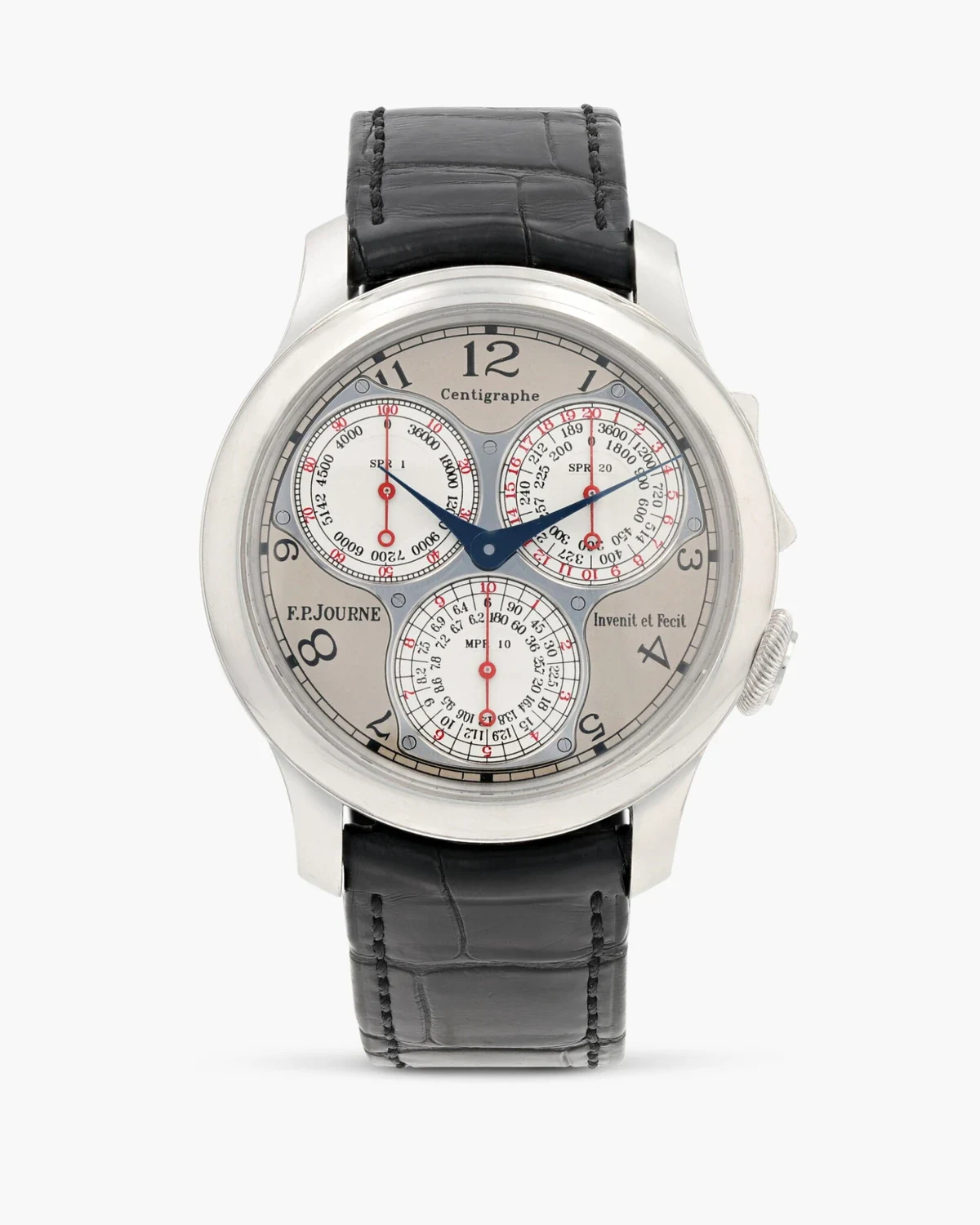 Watch auction results October 2026: F.P. Journe Centigraphe Souverain in platinum with silvered dial, lot 367 at Sotheby's Paris