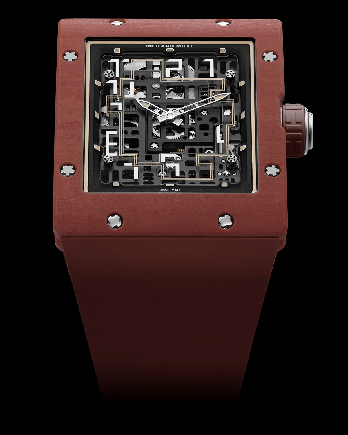 Richard Mille RM 16-02 Automatic Extraflat in a terracotta-toned case on a matching strap, one of the versions in the Jeremy Strong Richard Mille story