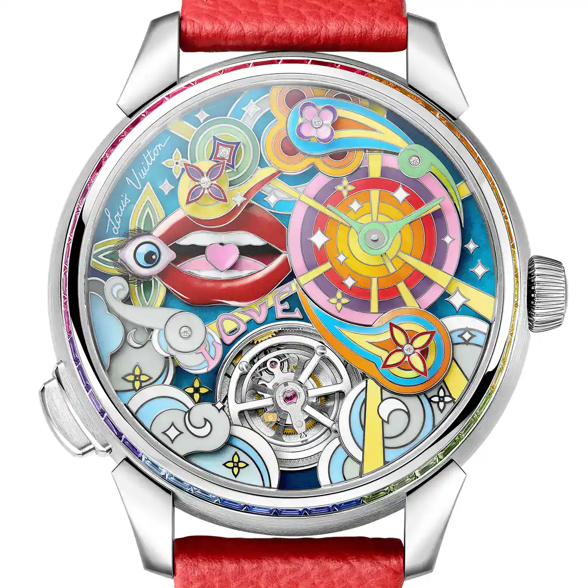 What is the GPHG: Louis Vuitton Tambour Taiko Arty Automata with champlevé enamel dial and gem-set bezel, an Artistic Crafts finalist