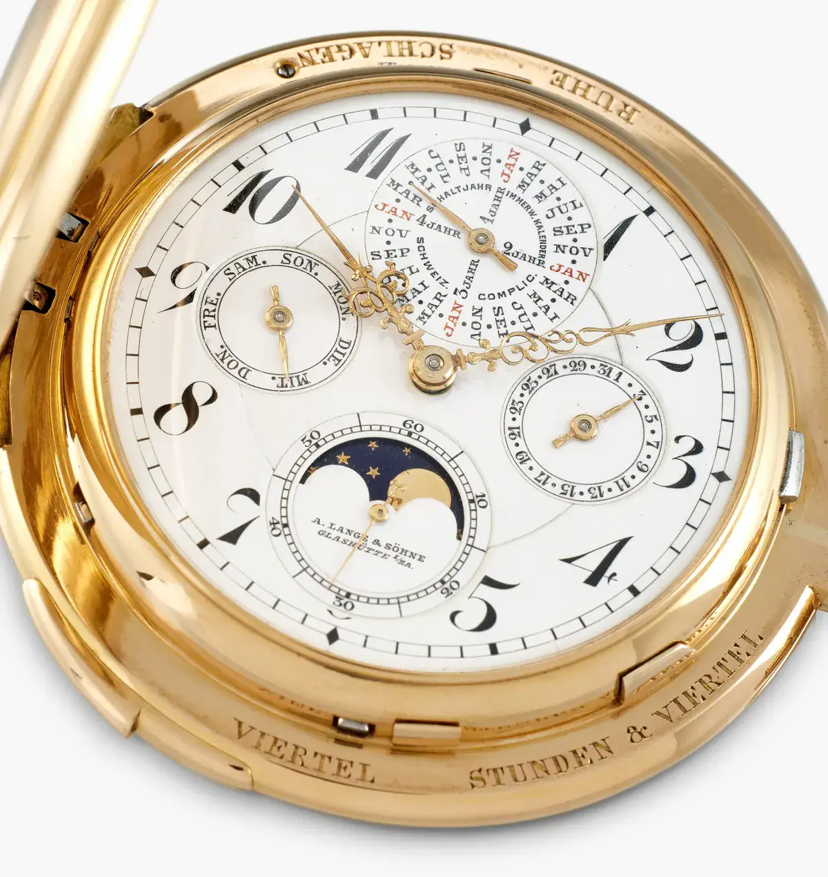 November 2026 watch auctions: unique A. Lange & Söhne pink gold perpetual calendar grande sonnerie clock watch, circa 1914, at Sotheby's Geneva