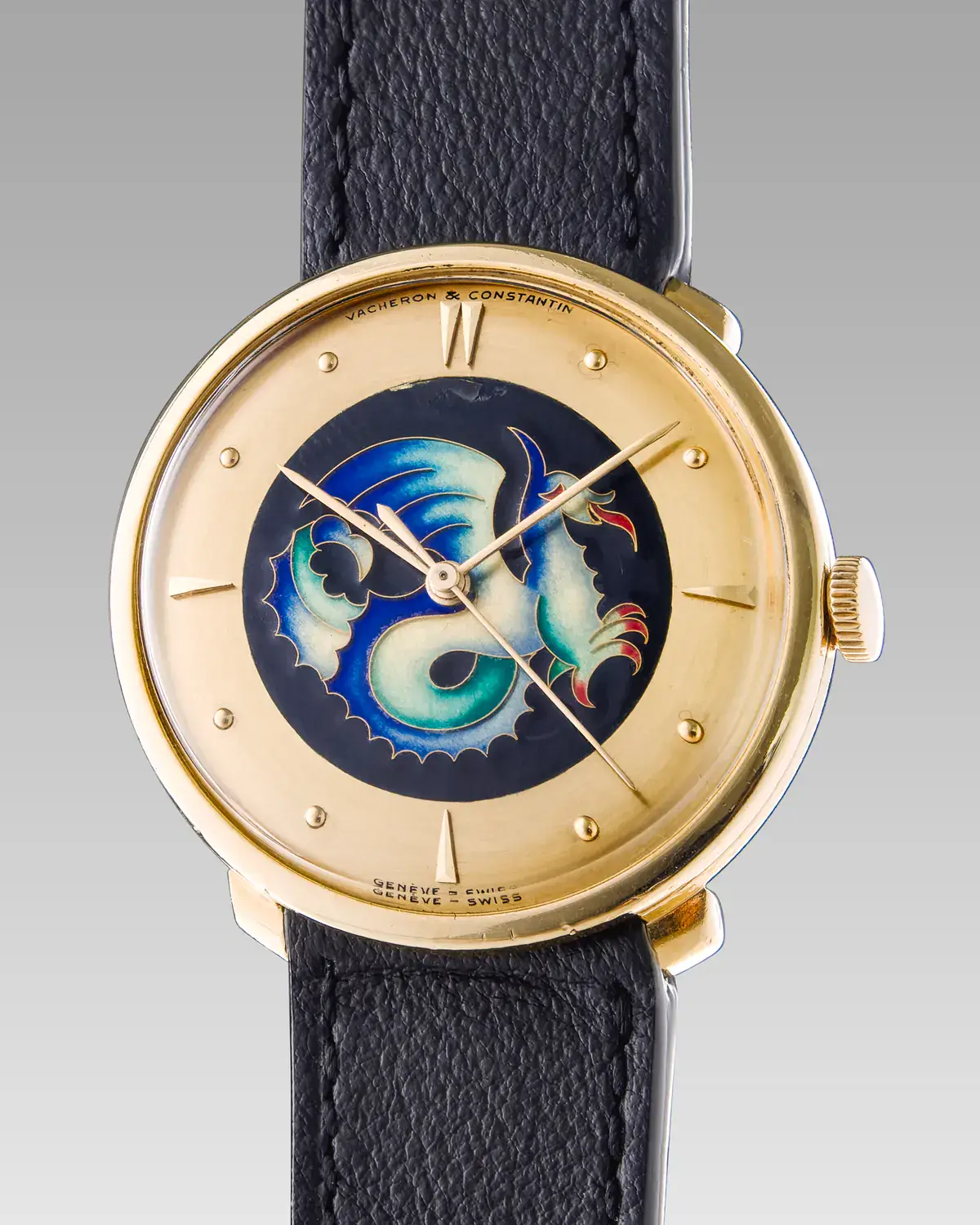 Vacheron Constantin Concours d'Élégance Horlogère finalist Ref. 6187 Grand Feu cloisonné enamel watch from 1957