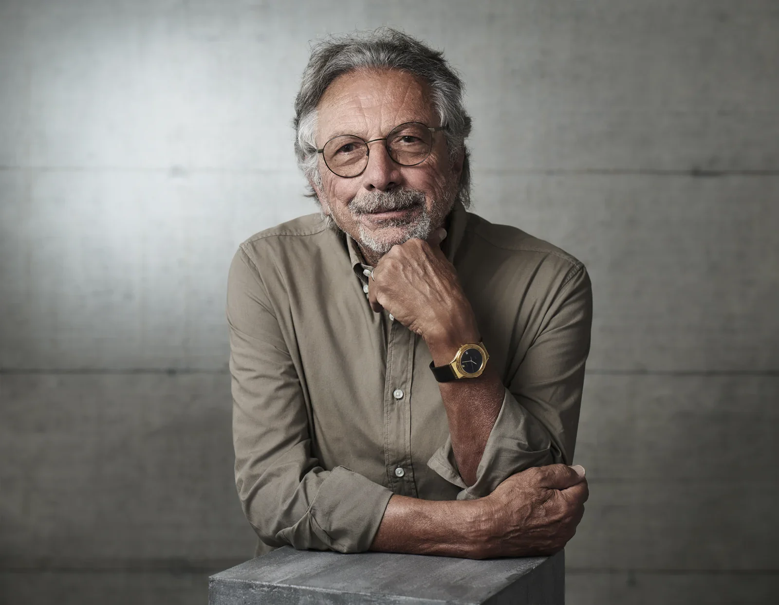 Hublot founder Carlo Crocco wearing the Hublot Classic Fusion Tributo in yellow gold