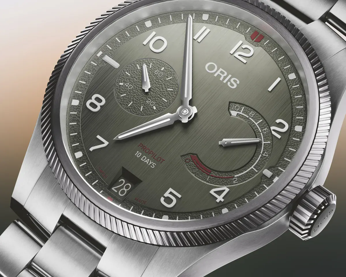 Oris ProPilot Calibre 111 green dial with fluted bezel