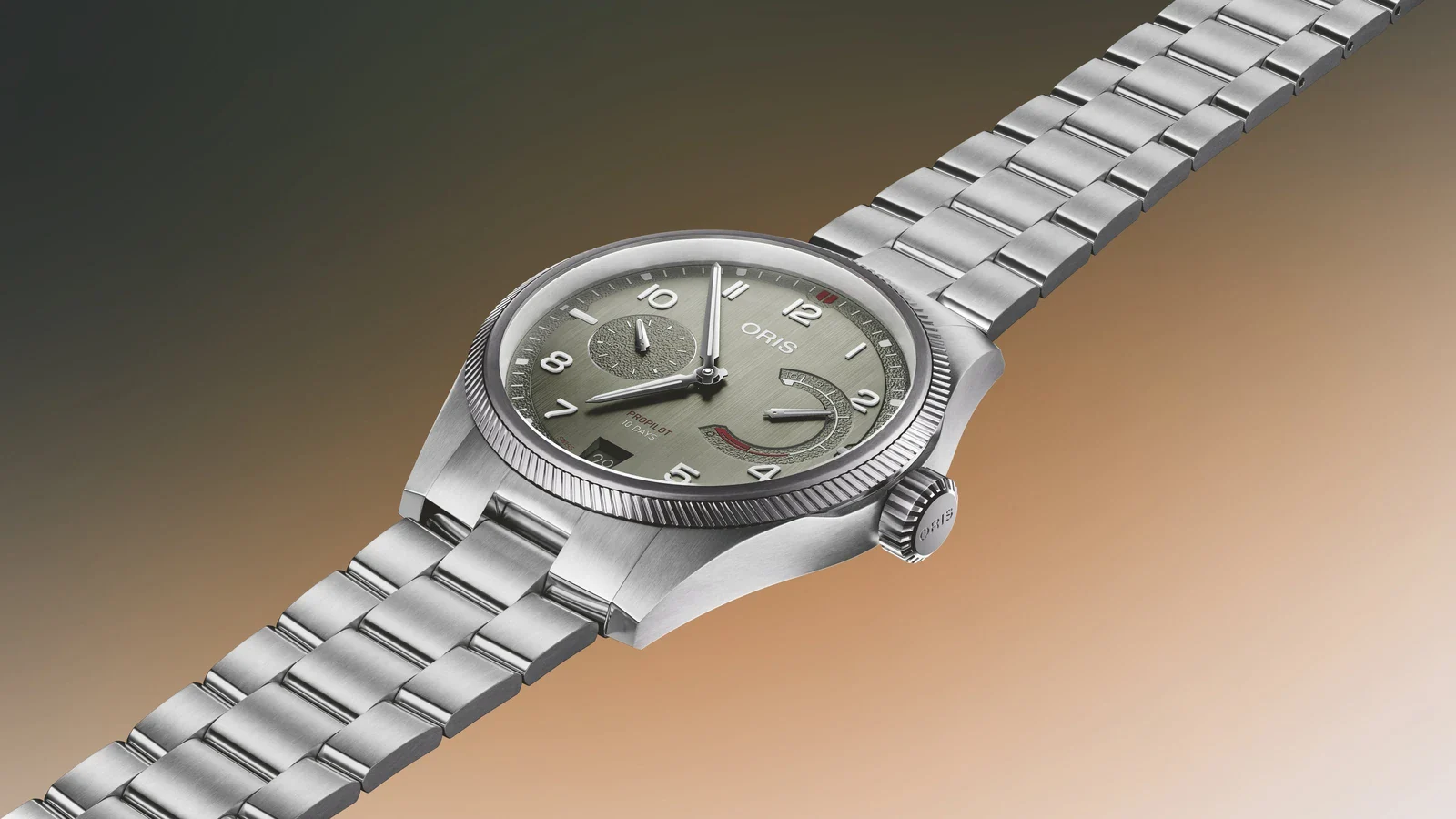 Oris ProPilot Calibre 111 green dial on stainless steel bracelet