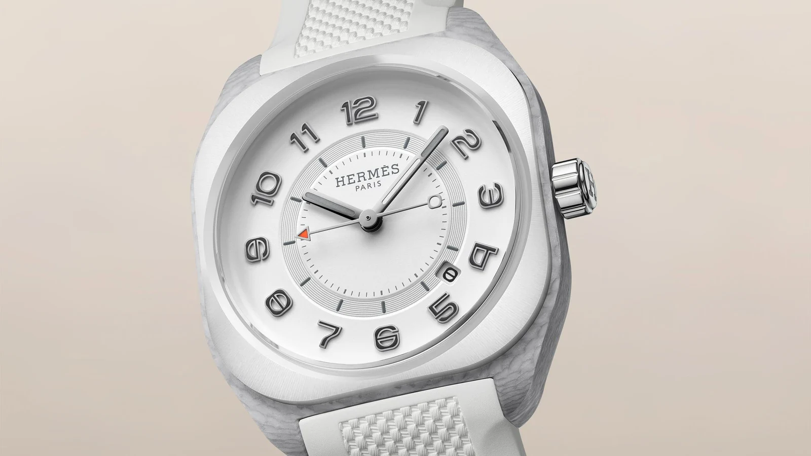 Hermès H08 Blanc with white ceramic bezel and fiberglass case, one of the best new watches of October 2026