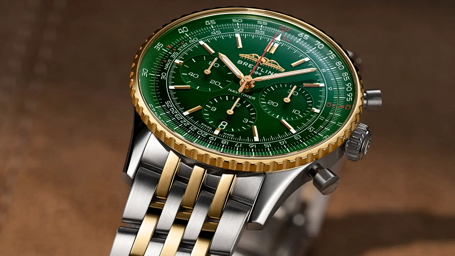 Breitling and Watches of Switzerland Unveil a Two-Tone Green Navitimer Pair