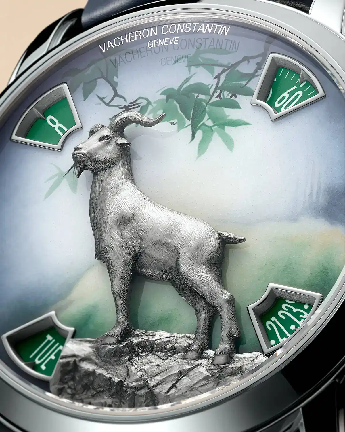 Vacheron Constantin Year of the Goat platinum dial with engraved goat motif