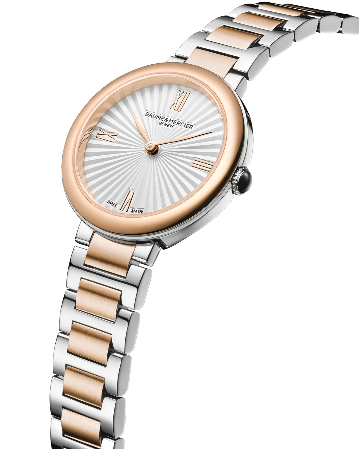 Baume & Mercier Joia side profile with H-shaped bracelet