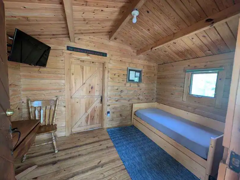 inside view of camping cabin