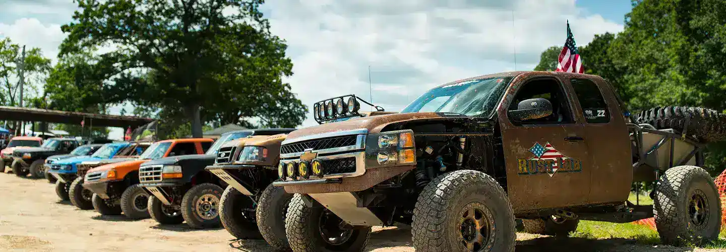 line of baja race trucks