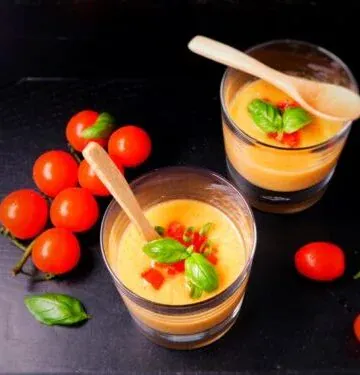 Verrines rafraichissantes de gaspacho tomate pastèque