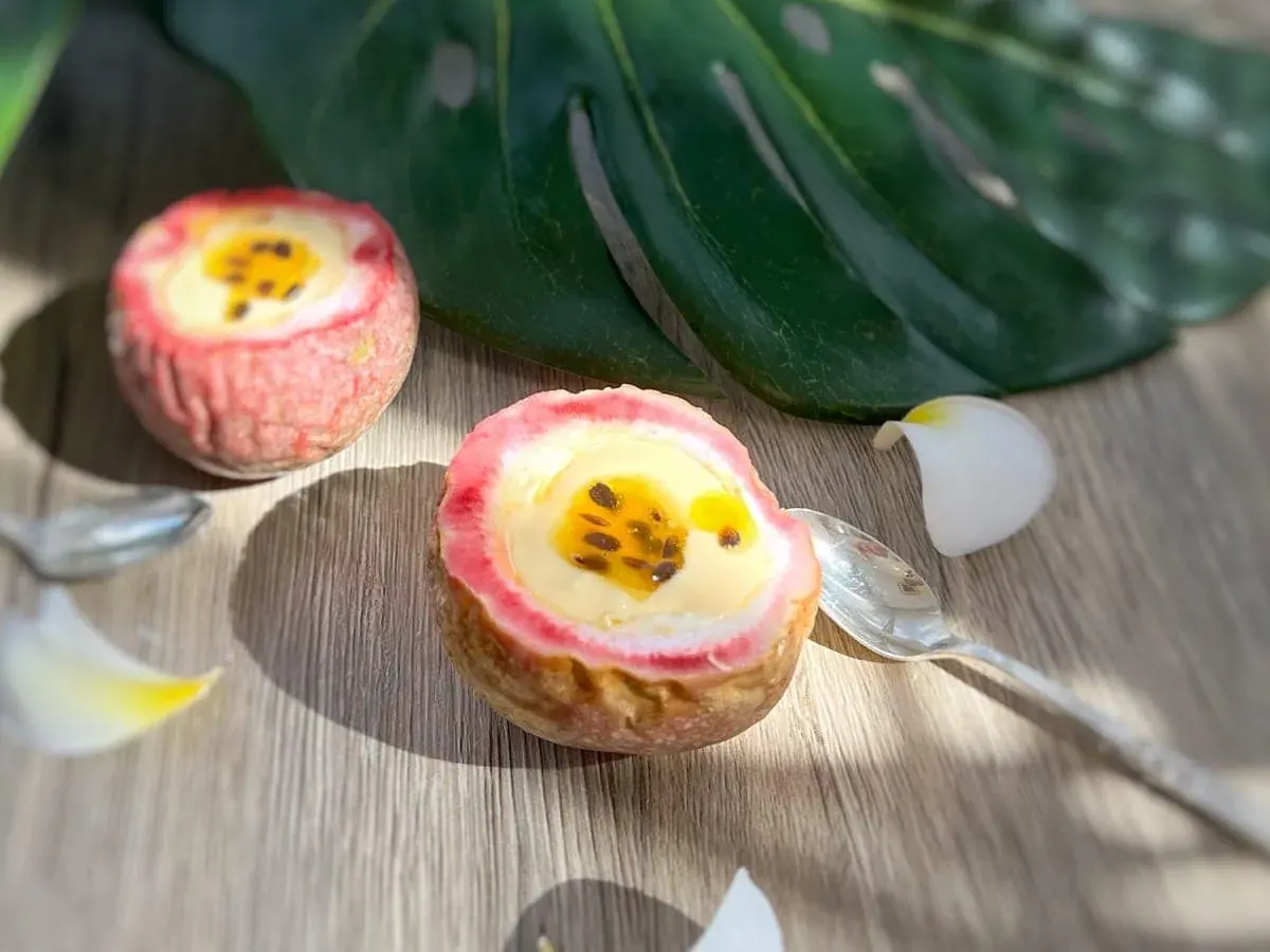 une mousse fruits de la passion acidulée et aérée