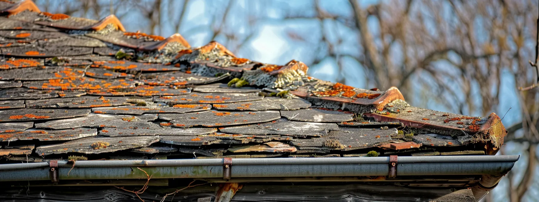 a dramatic juxtaposition depicts the decay of a deteriorating roof with curling edges and water damage, seamlessly transitioning to a vibrant new roof bathed in bright sunlight, symbolizing renewal and restoration.