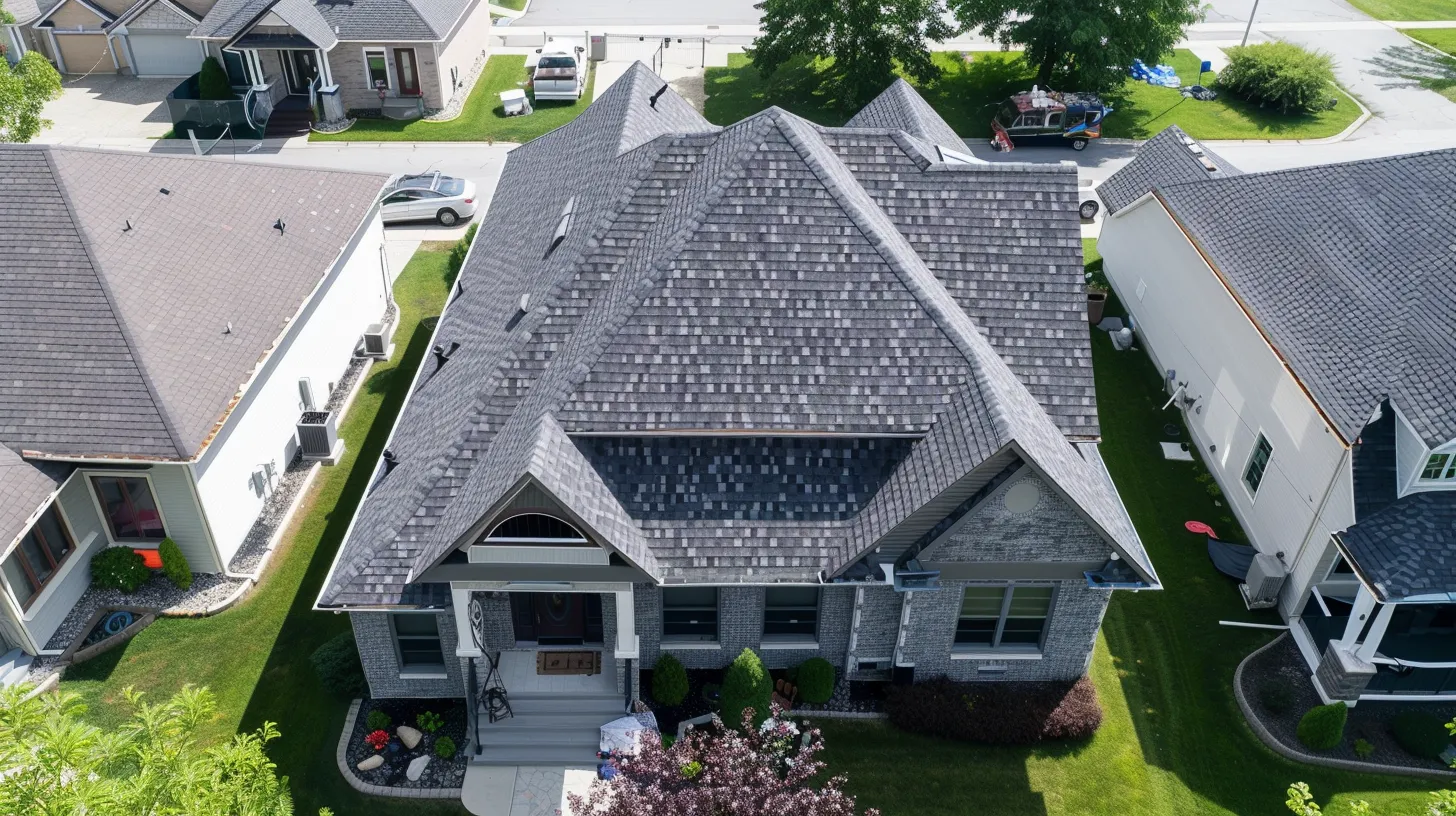 a birds eye view of a neigborhood roofing 