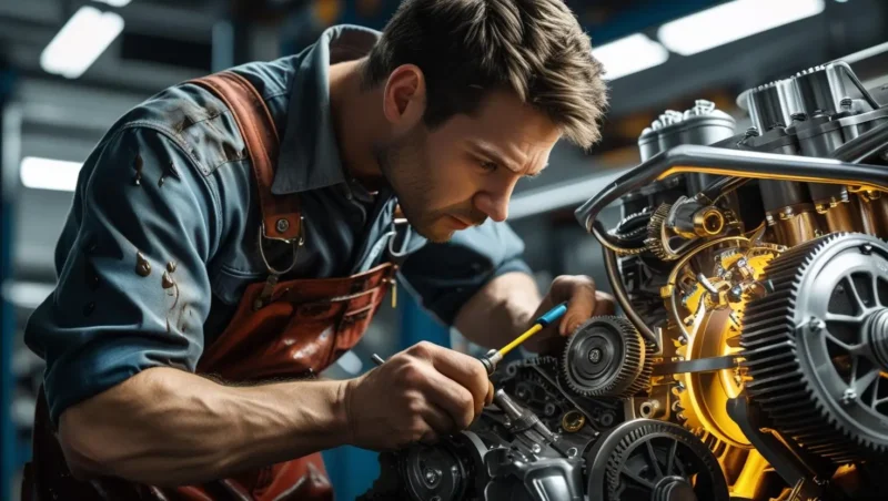 Mechanic mastering his craft with focus and precision, representing hip-pocket skill and career growth expertise.