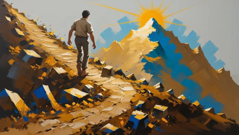 Professional woman climbs career stairs symbolizing career growth, unspoken rules, leadership mindset, and workplace success.