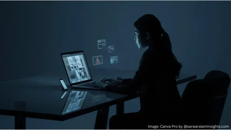 A professional working on a laptop while constantly connected to digital devices, illustrating the hidden cost of constant connectivity, digital overload, and its impact on focus and deep work.