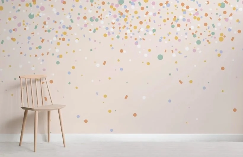 Rainbow Confetti Sprinkles Wallpaper Mural Room.