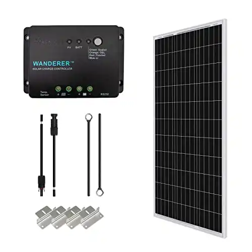 Renogy KIT-STARTER-100D Starter Kit with 1 Pcs 100W Monocrystalline Panel and 30A PWM Controller Solar Charging, Boats, RV, Off-Grid System
