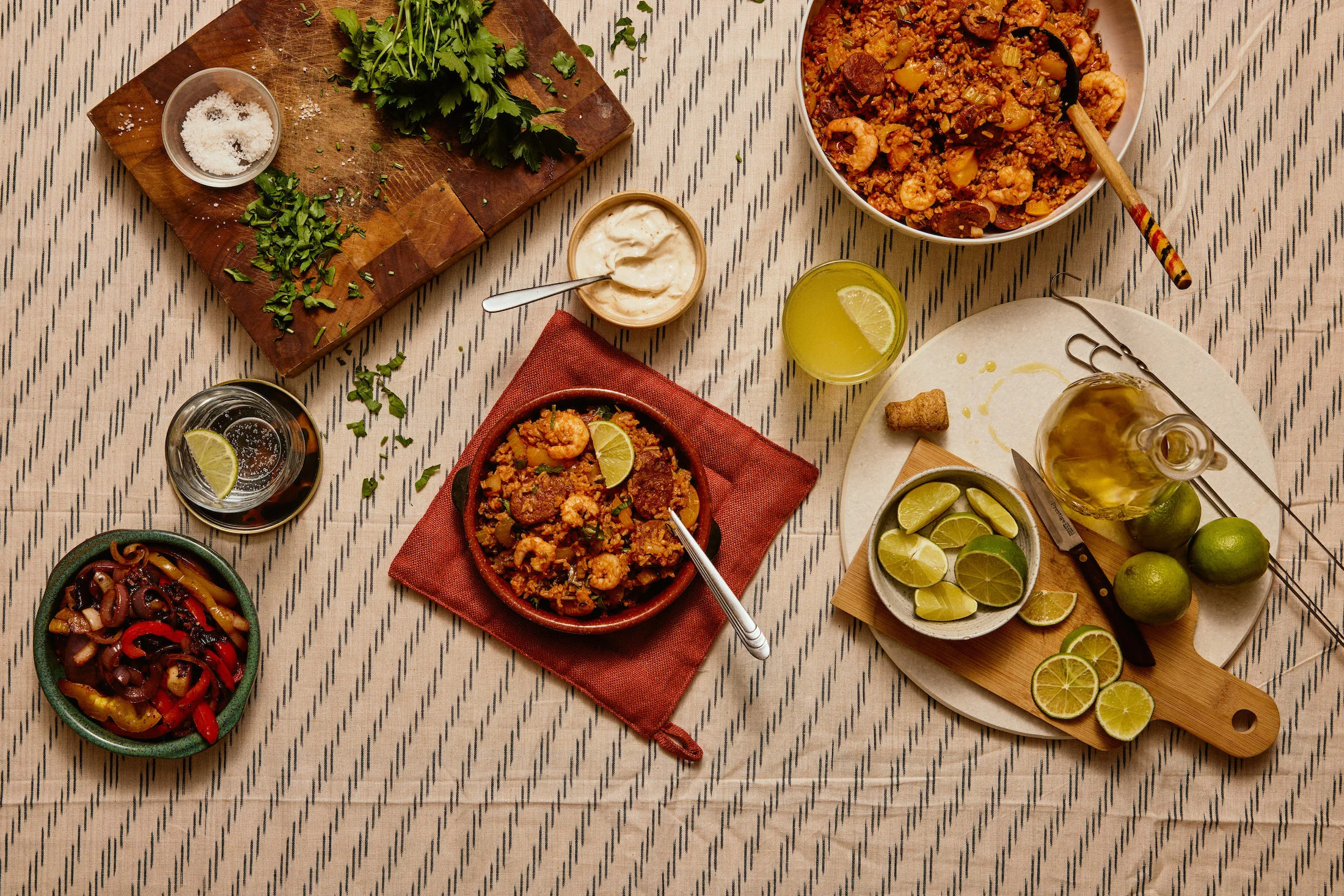 cajun chorizo rice bowl on a table