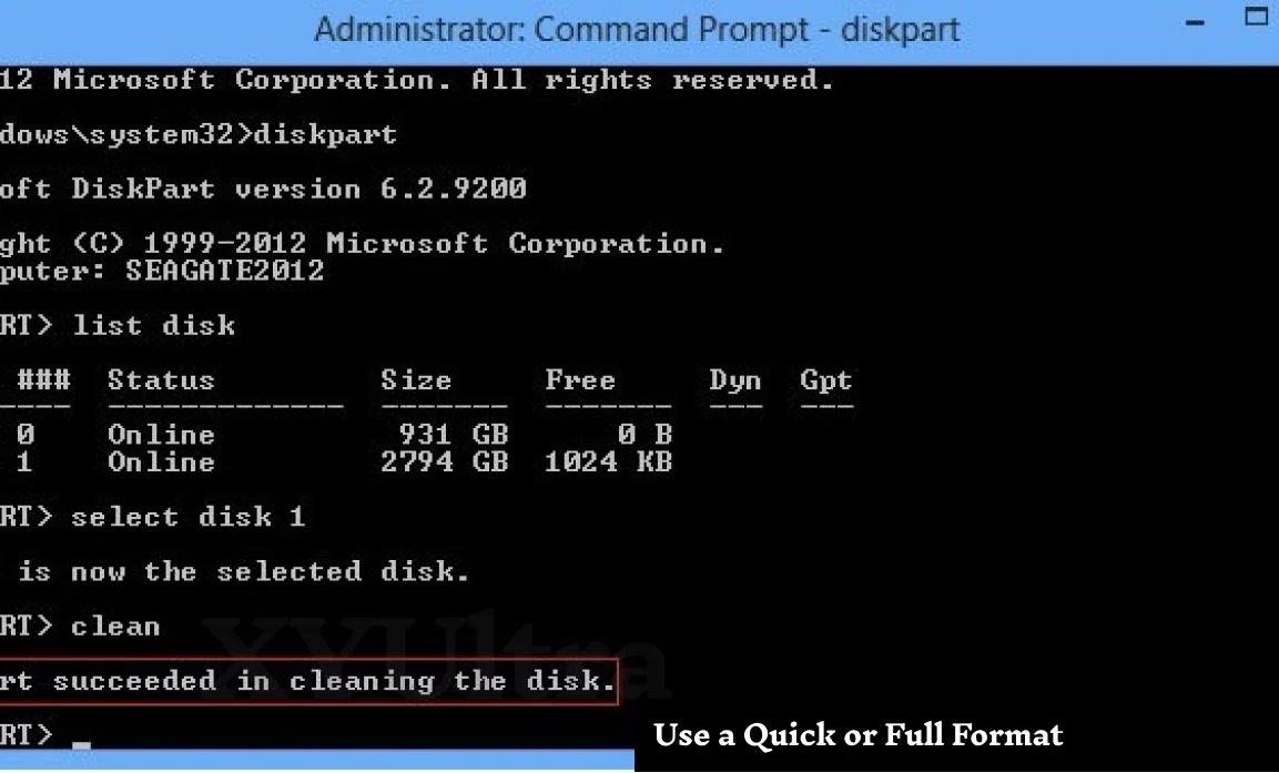 Formatting Using Command Prompt