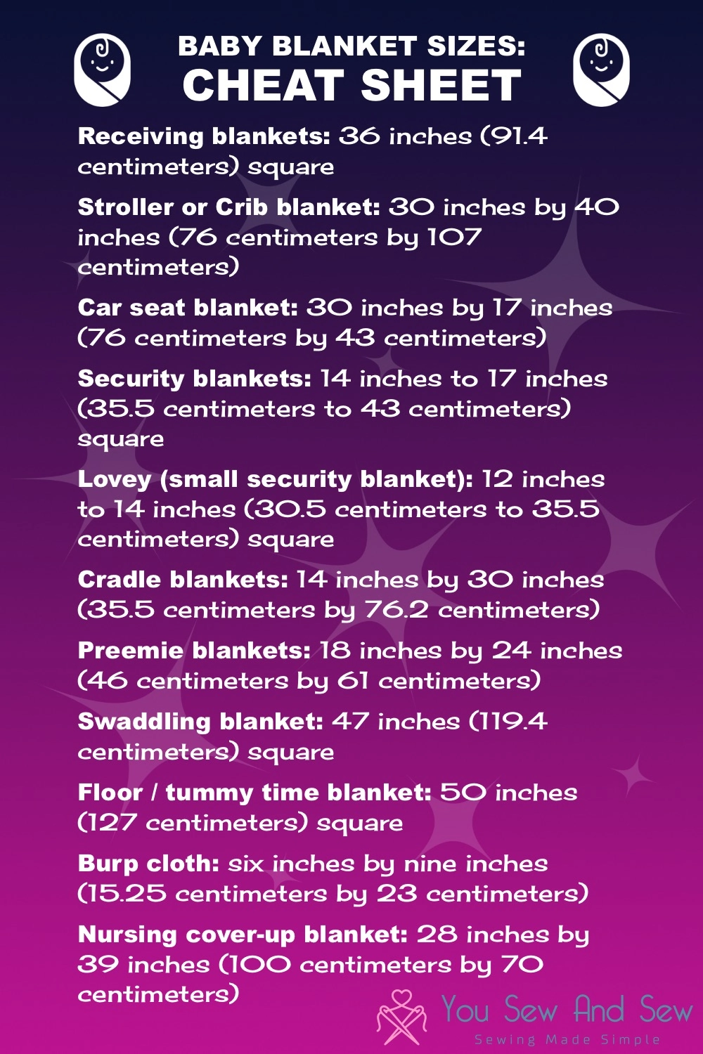 Baby blanket dimensions online cm