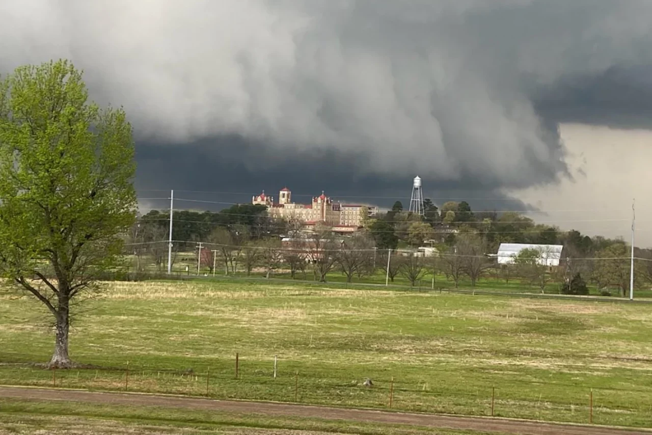 Severe weather: swirling storm clouds on monday evening moved over subiaco abbey, a benedictine monastery in logan county.